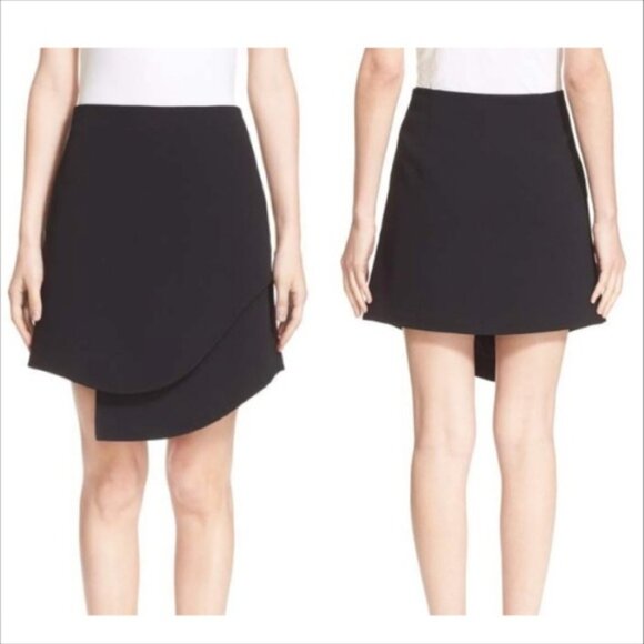 New Opening Ceremony Talene textured crepe asymmetric layered scallop mini skirt - Picture 7 of 13